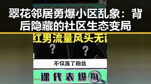 翠花邻居勇爆小区乱象:背后隐藏的社区生态变局